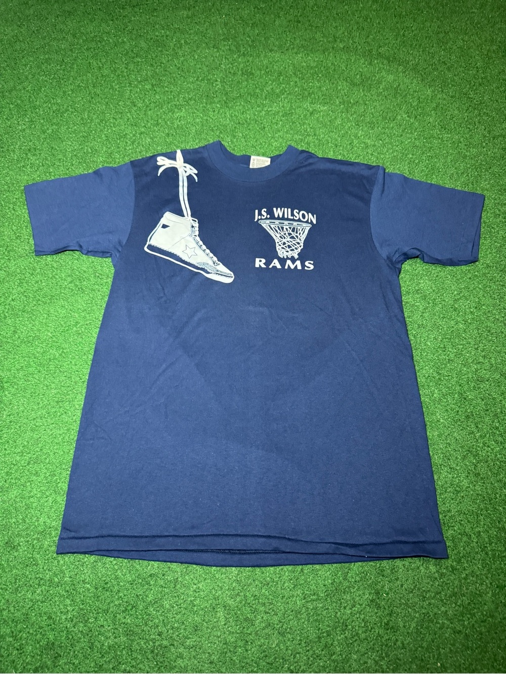 JS Wilson Rams Vintage T Shirt 80s 90s Basketball Converse Shoe Graphic M/L